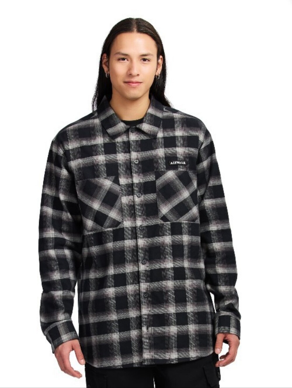 Airwalk Black & Gray Plaid Flannel